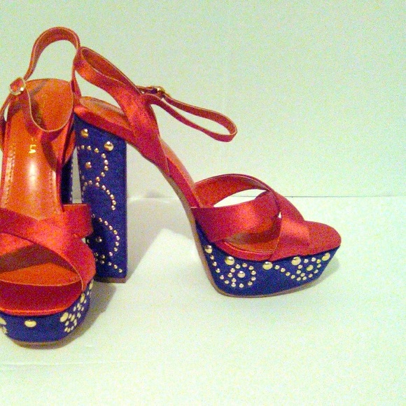 Orange Studded Heels - Picture 3 of 8